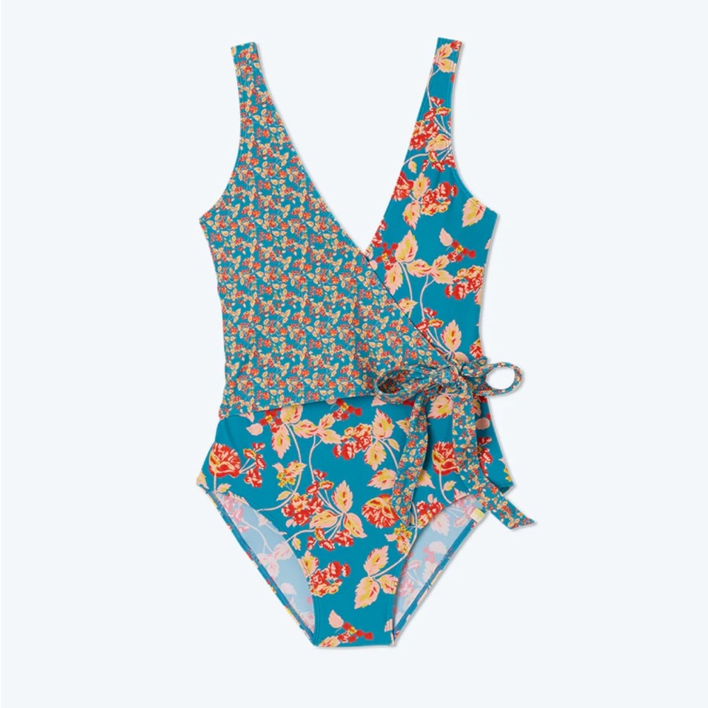 Summersalt The Perfect Wrap One Piece Terrace Floral Size 6